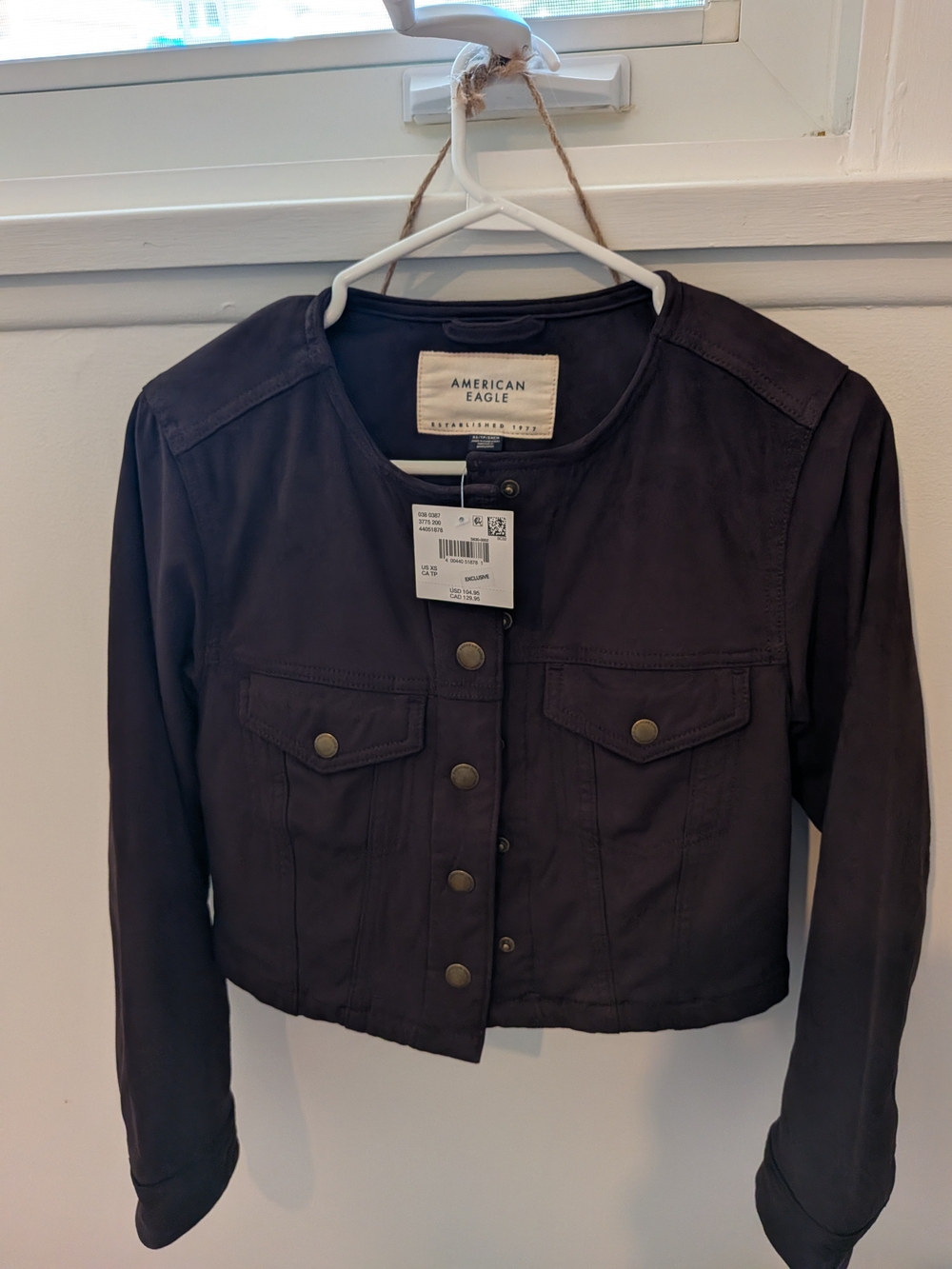 American Eagle Outfitters Dark Brown Cropped Button Jacket